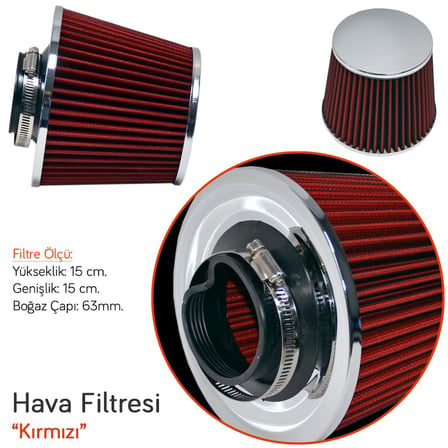 NYF Racing Hava Filtresi Kırmızı 15cmx15cm (Giriş: 63mm) AF16-RD&CH