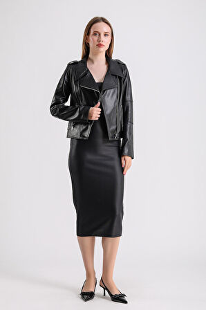 Ariana Kadın Deri Biker Ceket