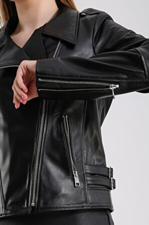 Ariana Kadın Deri Biker Ceket