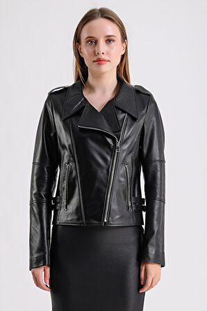 Ariana Kadın Deri Biker Ceket