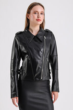 Ariana Kadın Deri Biker Ceket