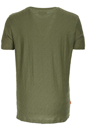 Erkek Tişört Bisiklet Yaka Haki %100 Pamuk Slim Fit Baskılı T-shirt NCS JEANS 1135