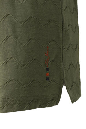 Erkek Tişört Bisiklet Yaka Haki %100 Pamuk Slim Fit Baskılı T-shirt NCS JEANS 1135