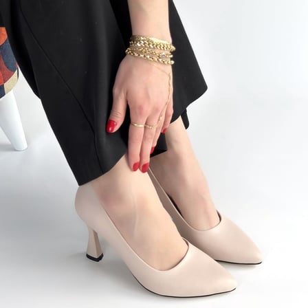 Ulba Bej Cilt Stiletto Ayakkabı