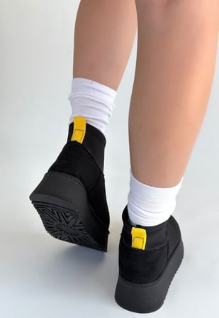 Zizigo Kadın Bot Siyah Süet İçi Kürklü 4 cm Topuk Günlük Kışlık