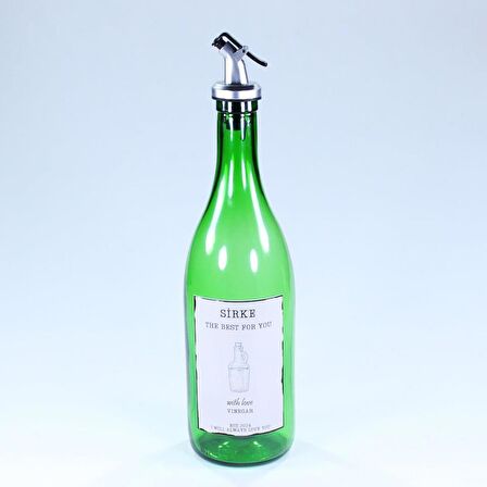 Yağdanlık Sosluk Sirkelik Özel Akıtıcılı Çimen Yeşili Sirke Etiketli 750 ml