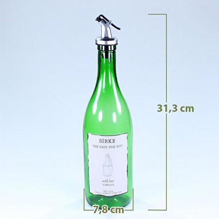 Yağdanlık Sosluk Sirkelik Özel Akıtıcılı Çimen Yeşili Sirke Etiketli 750 ml