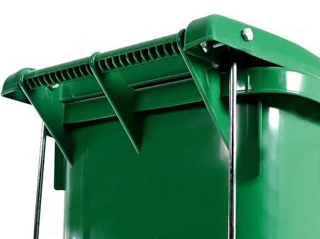 Omnipazar SY-6512 Pedallı Tekerlekli Kapaklı Çöp Konteyneri 240 lt Yeşil