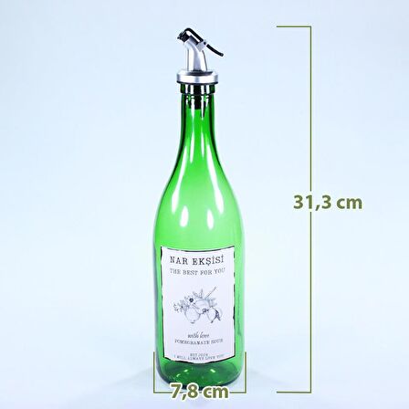 Yağdanlık Sosluk Sirkelik Özel Akıtıcılı Çimen Yeşili Nar Ekşisi Etiketli 750 ml