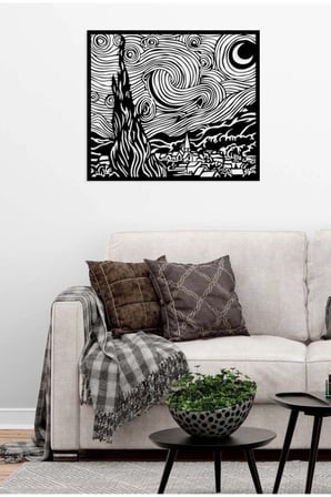 Artroya Modern World the Wave Metal Duvar Tablosu - Ev Duvar Dekorasyonu - 80 x 53 cm -Siyah - ARTS-040