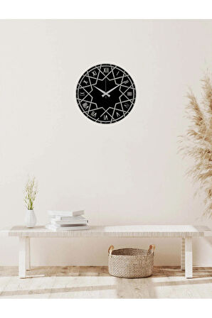 Artroya Double Star Metal Duvar Saati -Ev Ofis  - 50 x 50 - cm - Siyah - CLOCK-044