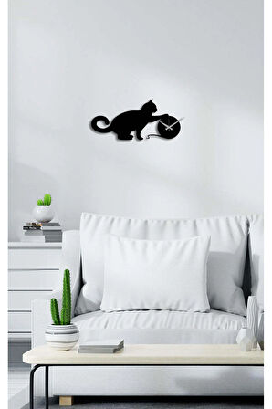 Artroya Cat&Mouse Metal Duvar Saati -Ev Ofis  - 50 x 23 - cm - Siyah - CLOCK-179