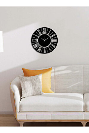 Artroya Modern Roma Metal Duvar Saati -Ev Ofis  - 50 x 50 - cm - Siyah - CLOCK-254