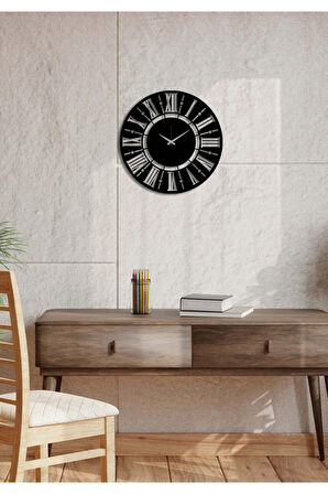 Artroya Modern Roma Metal Duvar Saati -Ev Ofis  - 50 x 50 - cm - Siyah - CLOCK-254