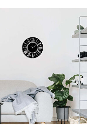 Artroya Modern Roma Metal Duvar Saati -Ev Ofis  - 50 x 50 - cm - Siyah - CLOCK-254