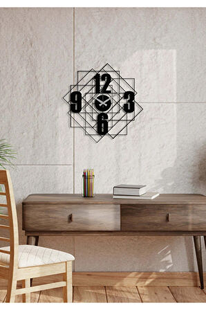 Artroya Modern Number Metal Duvar Saati   -Ev Ofis  - 43 x 42 - cm - Siyah - CLOCK-197