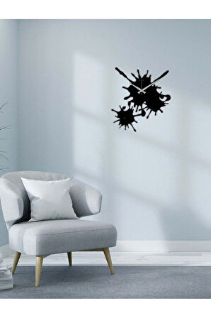 Artroya Fırça Darbesi Metal Duvar Saati -Ev Ofis  - 37 x 40 - cm - Siyah - CLOCK-059