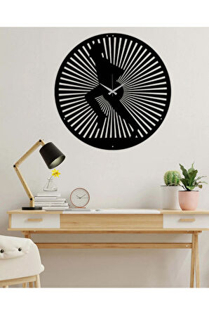 Artroya Ahi Vamos Yuvarlak Desenli Metal Duvar Saati -Ev Ofis  - 50 x 50 - cm - Siyah - CLOCK-007