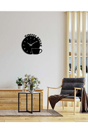 Artroya Coffee Metal Duvar Saati -Ev Ofis  - 35 x 35 - cm - Siyah - CLOCK-231