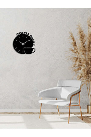 Artroya Coffee Metal Duvar Saati -Ev Ofis  - 35 x 35 - cm - Siyah - CLOCK-231