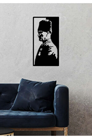 Artroya Atatürk Silueti Metal Duvar Tablosu - Ev Duvar Dekorasyonu - 50 x 50 cm -Siyah - ATA-016