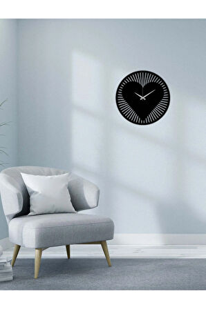 Artroya Heart Metal Duvar Saati -Ev Ofis  - 42 x 42 - cm - Siyah - CLOCK-113