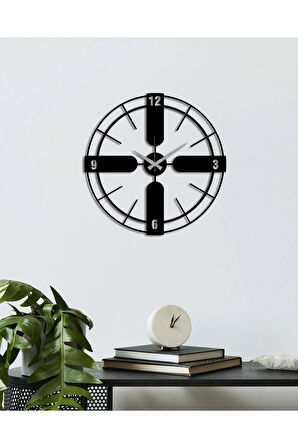 Artroya Modern Number Metal Duvar Saati   -Ev Ofis  - 50 x 50 - cm - Siyah - CLOCK-198