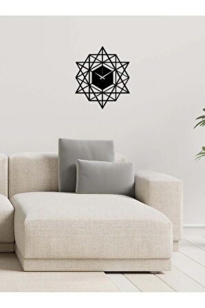 Artroya Mandala Metal Duvar Saati   -Ev Ofis  - 50 x 57 - cm - Siyah - CLOCK-151