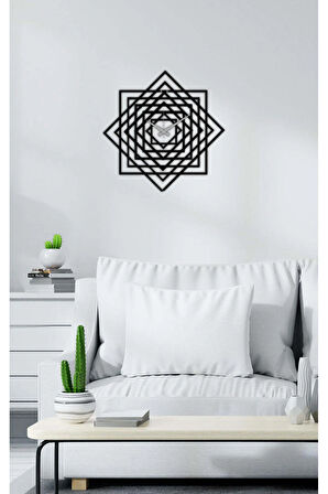 Artroya Mandala Metal Duvar Saati   -Ev Ofis  - 50 x 50 - cm - Siyah - CLOCK-120