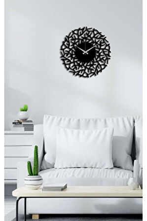 Artroya Dekoratif Desenli Metal Duvar Saati   -Ev Ofis  - 50 x 50 - cm - Siyah - CLOCK-010