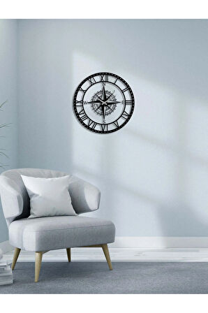 Artroya Pusula Metal Duvar Saati   -Ev Ofis  - 60 x 60 - cm - Siyah - CLOCK-221