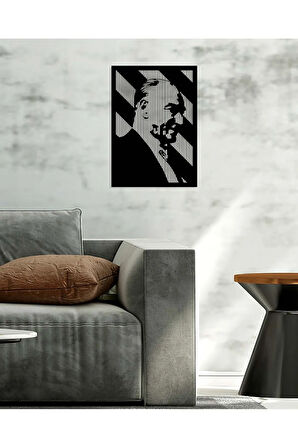 Artroya Atatürk Sembolü Metal Duvar Tablosu - Ev Duvar Dekorasyonu - 70 x 50 cm -Siyah - ATA-033