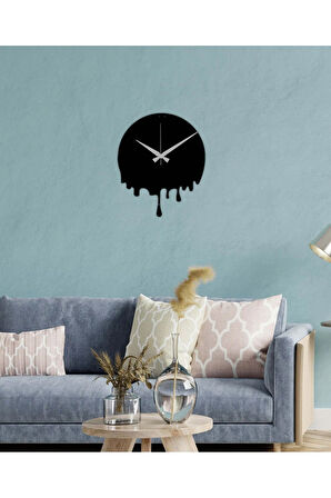 Artroya Akışkan Metal Duvar Saati -Ev Ofis  - 42 x 42 - cm - Siyah - CLOCK-068