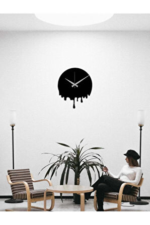 Artroya Akışkan Metal Duvar Saati -Ev Ofis  - 42 x 42 - cm - Siyah - CLOCK-068