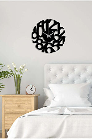 Artroya Modern Number Metal Duvar Saati   -Ev Ofis  - 40 x 40 - cm - Siyah - CLOCK-211