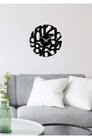 Artroya Modern Number Metal Duvar Saati   -Ev Ofis  - 40 x 40 - cm - Siyah - CLOCK-211