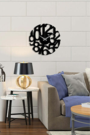 Artroya Modern Number Metal Duvar Saati   -Ev Ofis  - 40 x 40 - cm - Siyah - CLOCK-211