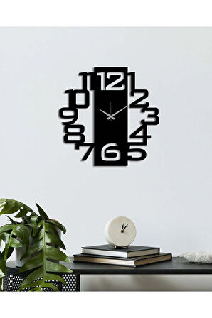 Artroya Modern Number Metal Duvar Saati   -Ev Ofis  - 50 x 50 - cm - Siyah - CLOCK-227