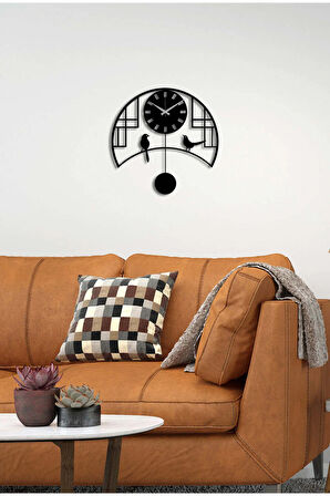 Artroya Retro Bird Metal Duvar Saati -Ev Ofis  - 50 x 50 - cm - Siyah - CLOCK-252