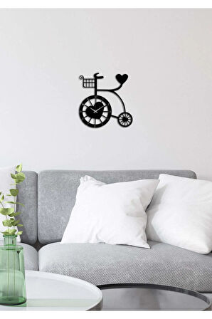 Artroya Retro Heart Bike Metal Duvar Saati -Ev Ofis  - 60 x 58 - cm - Siyah - CLOCK-253