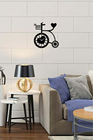 Artroya Retro Heart Bike Metal Duvar Saati -Ev Ofis  - 60 x 58 - cm - Siyah - CLOCK-253