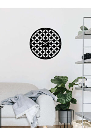 Artroya Flower of Life Dekoratif Metal Duvar Saati -Ev Ofis  - 51 x 51 - cm - Siyah - CLOCK-025