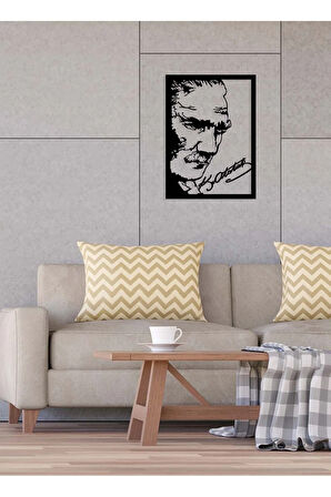 Artroya Atatürk Zafer Resmi Metal Duvar Tablosu - Ev Duvar Dekorasyonu - 50 x 80 cm -Siyah - ATA-043