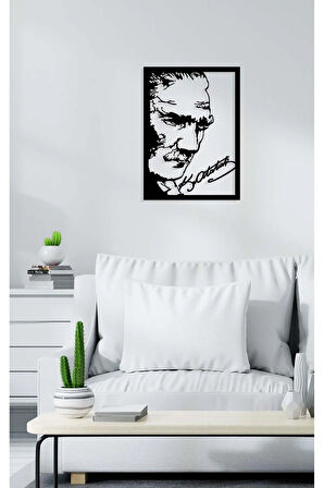 Artroya Atatürk Zafer Resmi Metal Duvar Tablosu - Ev Duvar Dekorasyonu - 50 x 80 cm -Siyah - ATA-043