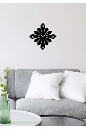 Artroya Buz Kristali Metal Duvar Saati -Ev Ofis  - 45 x 45 - cm - Siyah - CLOCK-239