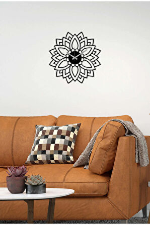 Artroya Mandala Metal Duvar Saati   -Ev Ofis  - 50 x 50 - cm - Siyah - CLOCK-129