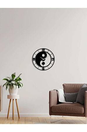 Artroya Yin Yang Metal Duvar Saati -Ev Ofis  - 50 x 50 - cm - Siyah - CLOCK-263