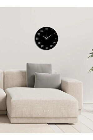 Artroya Modern Art Metal Duvar Saati  -Ev Ofis  - 40 x 40 - cm - Siyah - CLOCK-251