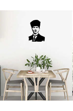 Artroya Atatürk Hatırası Metal Duvar Tablosu - Ev Duvar Dekorasyonu - 76 x 50 cm -Siyah - ATA-029