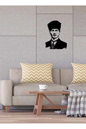 Artroya Atatürk Hatırası Metal Duvar Tablosu - Ev Duvar Dekorasyonu - 76 x 50 cm -Siyah - ATA-029